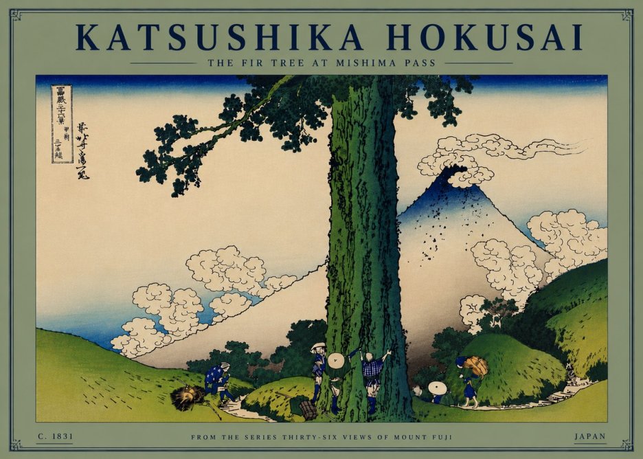 Katsushika Hokusai The Fir Tree at Mishima Pass No8 - Juliste