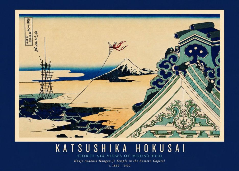 Katsushika Hokusai Honjo Asakusa Hongan-ji Temple in the Eastern Capital No3 - Juliste