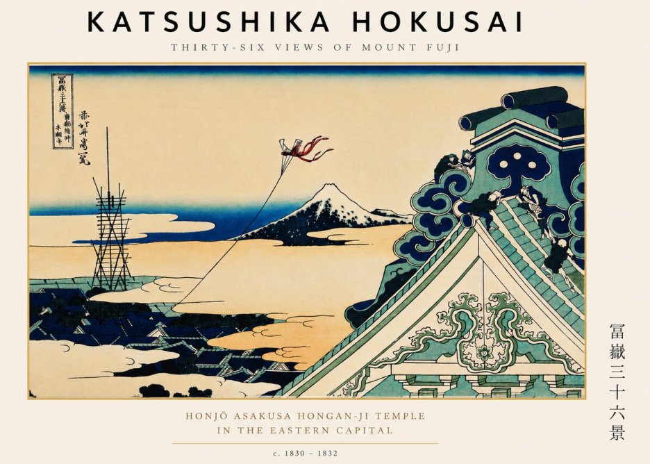 Katsushika Hokusai Honjo Asakusa Hongan-ji Temple in the Eastern Capital No6 - Juliste