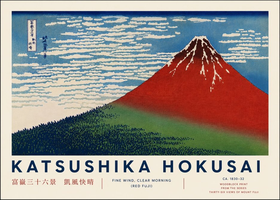 Katsushika Hokusai Fine Wind, Clear Morning (Red Fuji) I No8 - Juliste