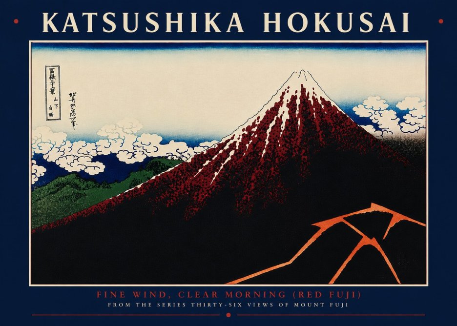 Katsushika Hokusai Fine Wind, Clear Morning (Red Fuji) II No8 - Juliste