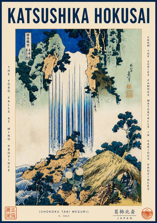 Katsushika Hokusai The Yōrō Falls at Mino Province No4 - Juliste