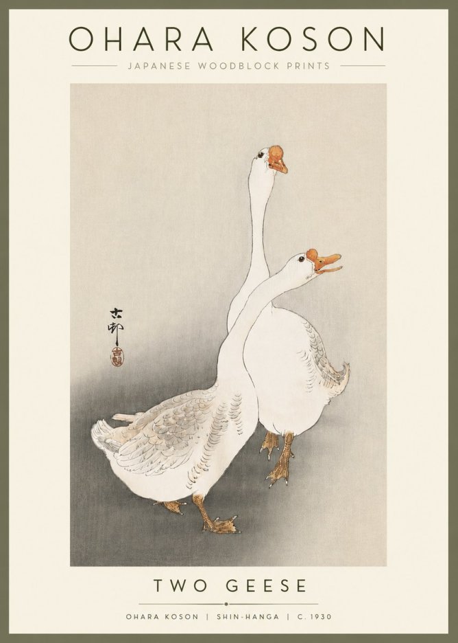 Ohara Koson Two Geese No2 - Juliste