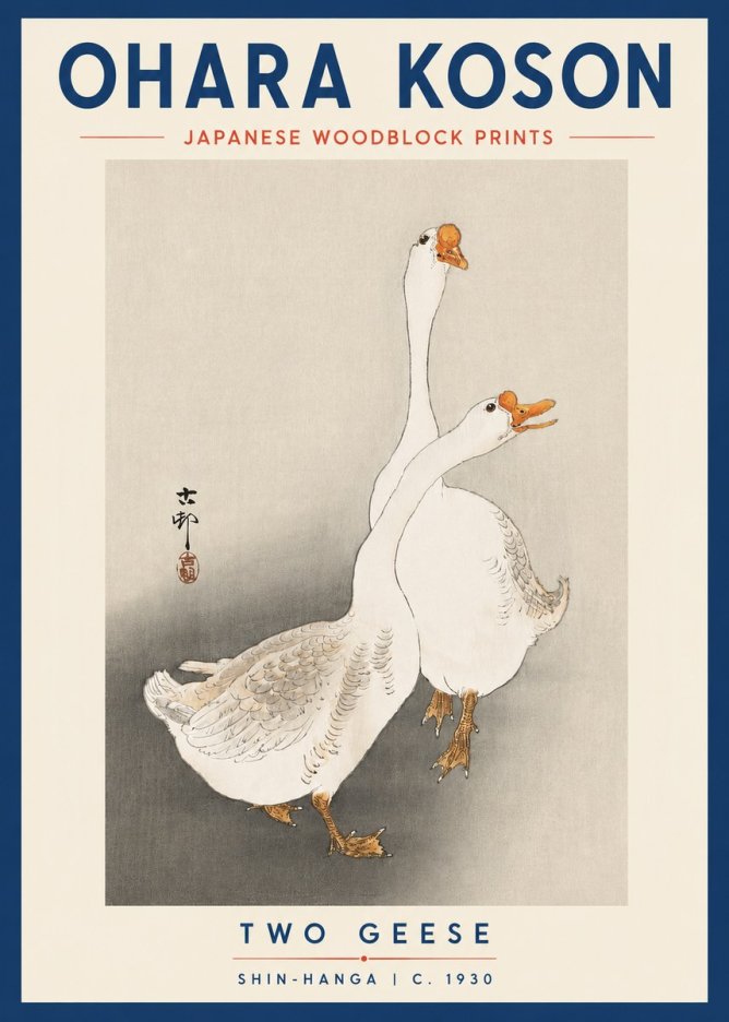 Ohara Koson Two Geese No3 - Juliste