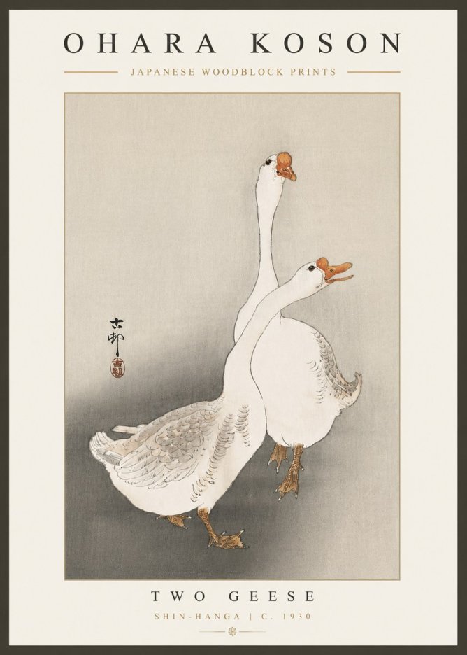 Ohara Koson Two Geese No4 - Juliste