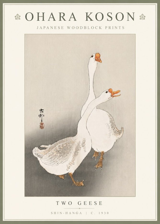 Ohara Koson Two Geese No5 - Juliste