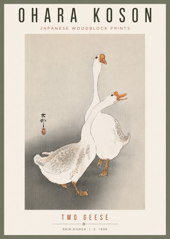 Ohara Koson Two Geese No6 - Juliste