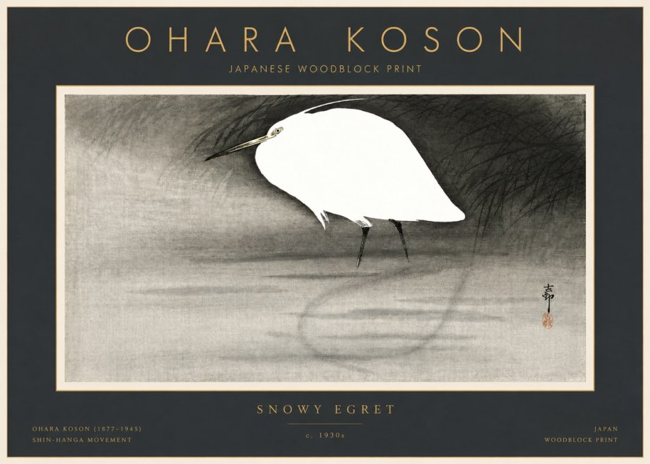 Ohara Koson Snowy Egret No2 - Juliste
