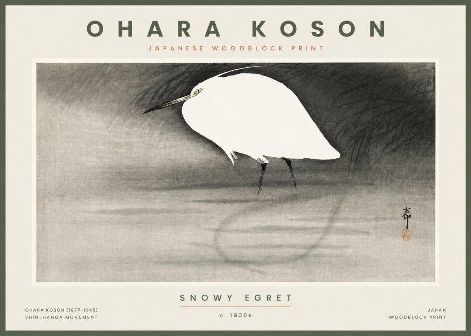 Ohara Koson Snowy Egret No4 - Juliste