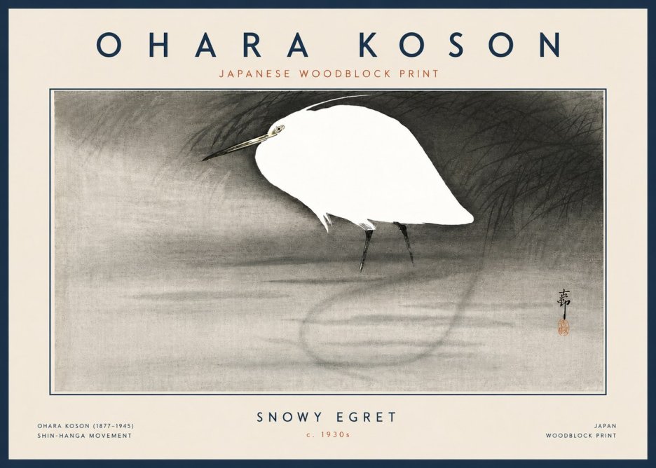 Ohara Koson Snowy Egret No6 - Juliste