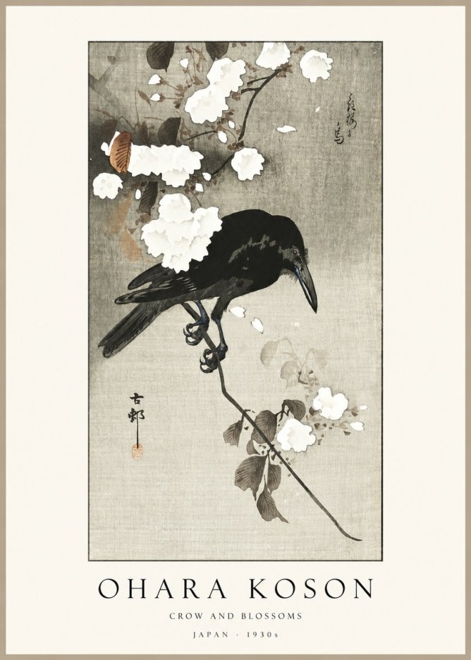 Ohara Koson Crow and Blossoms II No1 - Juliste