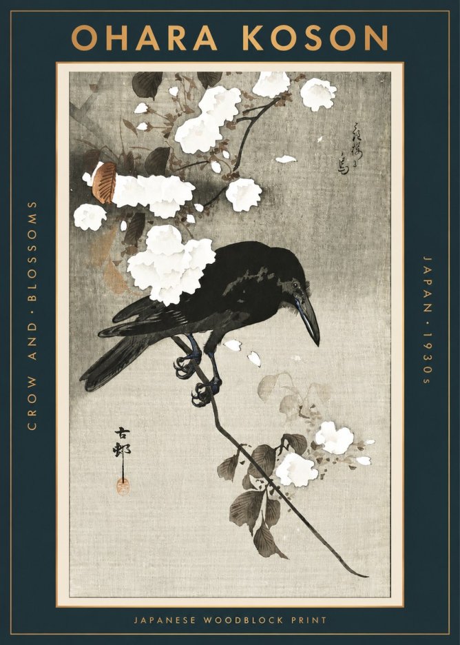 Ohara Koson Crow and Blossoms II No2 - Juliste