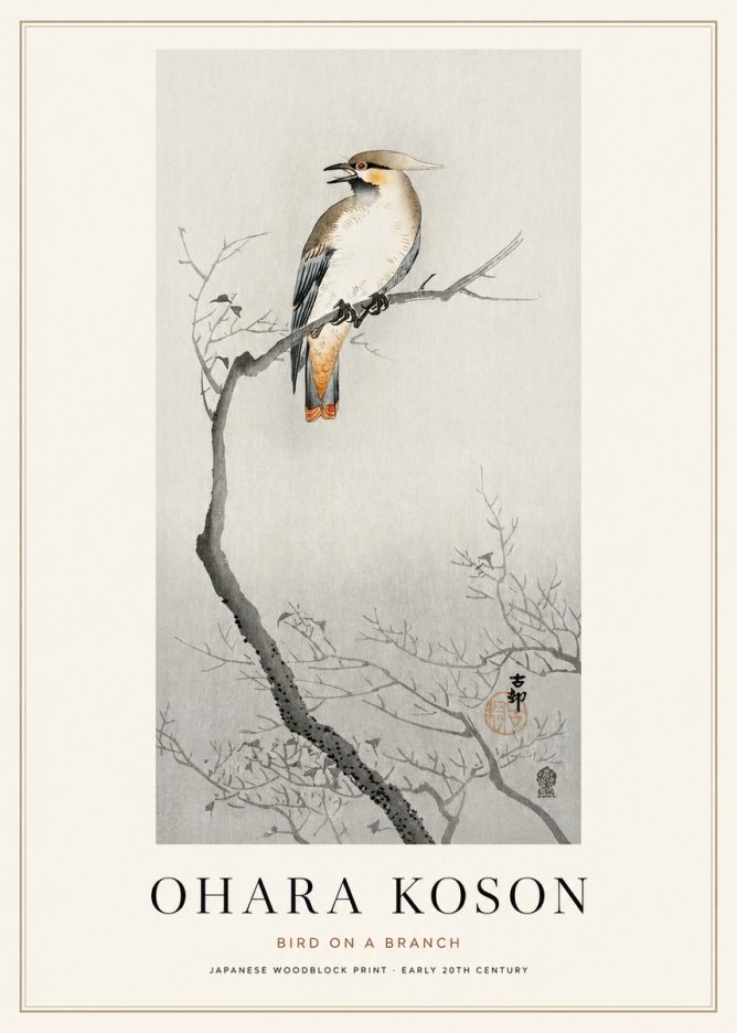 Ohara Koson Bird on a Branch I No1 - Juliste