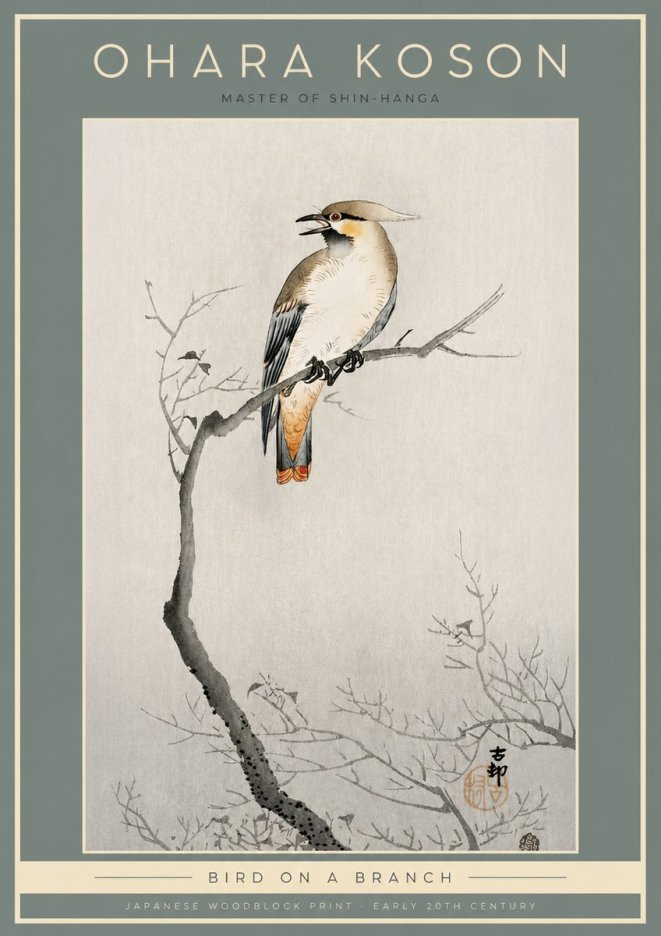 Ohara Koson Bird on a Branch I No2 - Juliste