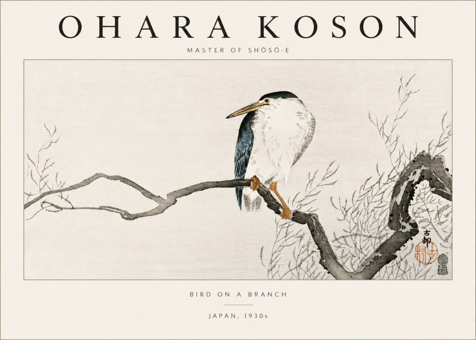 Ohara Koson Bird on a Branch II No3 - Juliste