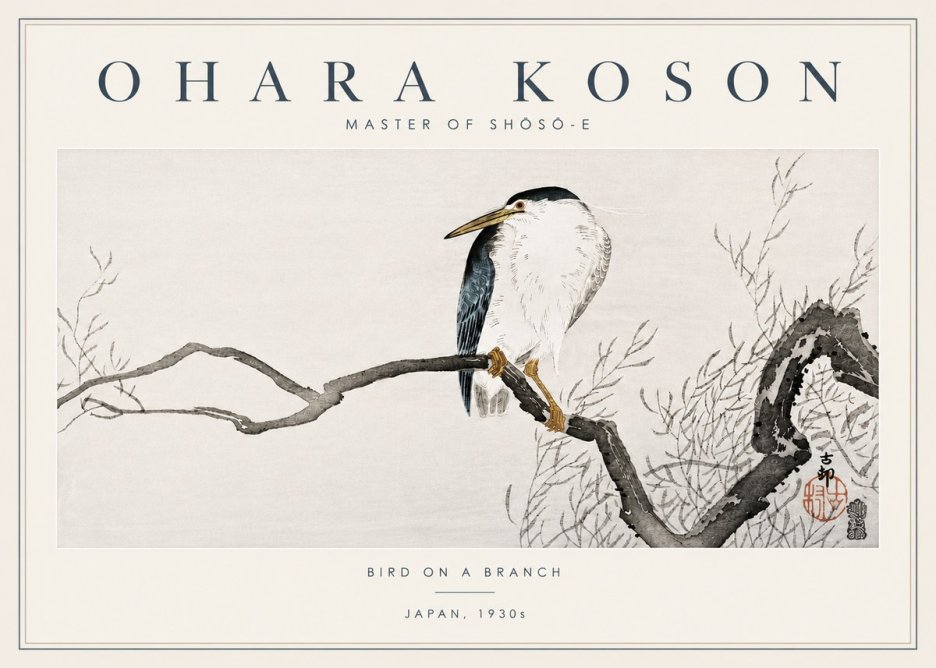 Ohara Koson Bird on a Branch II No4 - Juliste