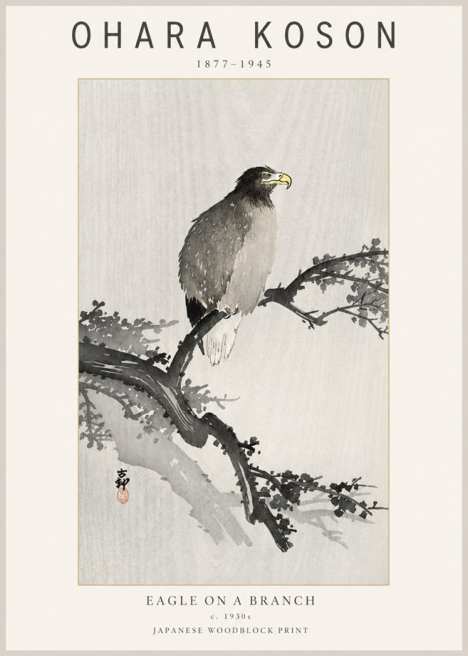 Ohara Koson Eagle on a Branch I No2 - Juliste