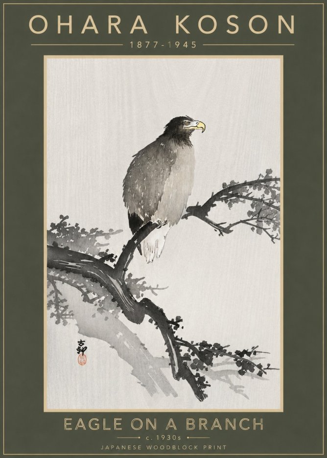Ohara Koson Eagle on a Branch I No4 - Juliste