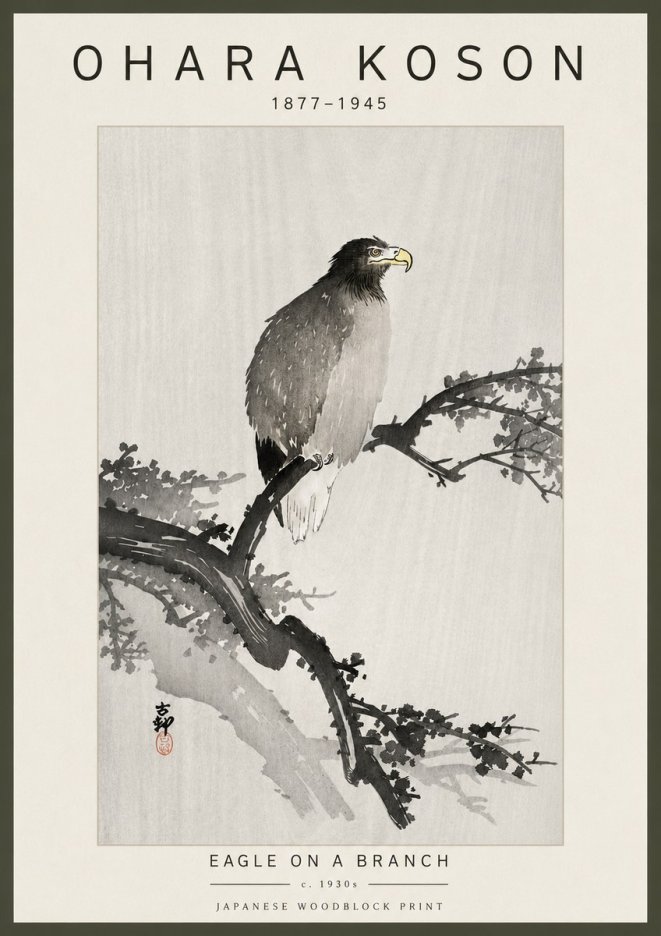 Ohara Koson Eagle on a Branch I No6 - Juliste