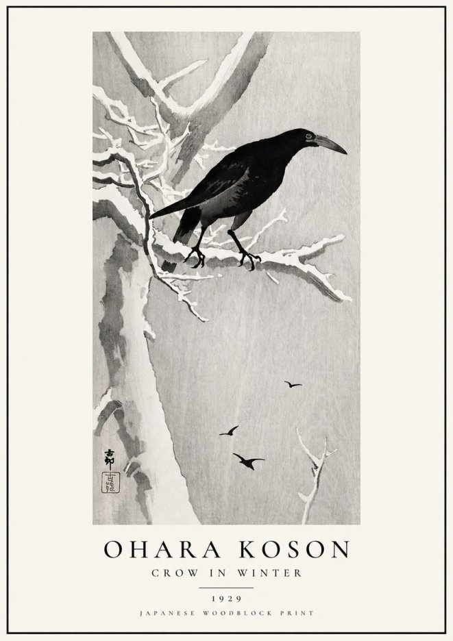 Ohara Koson Crow in Winter I No1 - Juliste