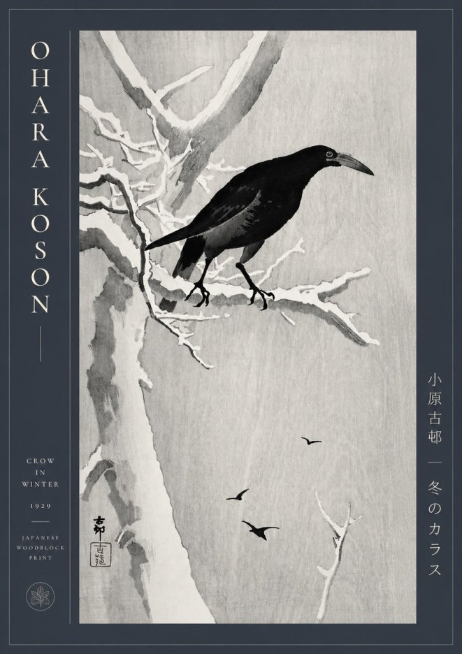 Ohara Koson Crow in Winter I No2 - Juliste