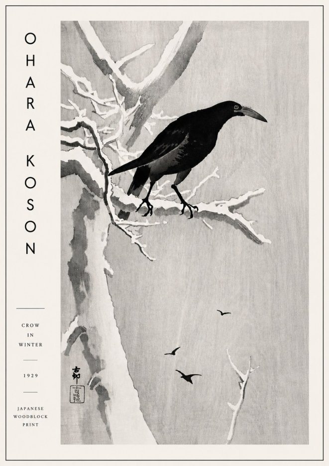 Ohara Koson Crow in Winter I No4 - Juliste