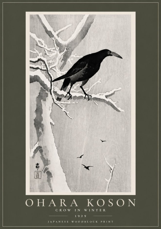 Ohara Koson Crow in Winter I No5 - Juliste
