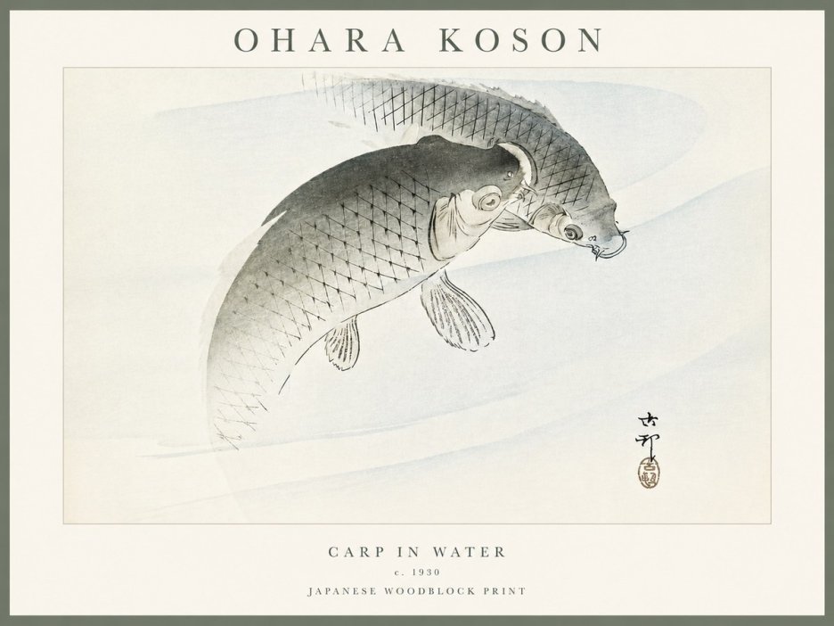 Ohara Koson Carp in Water No4 - Juliste
