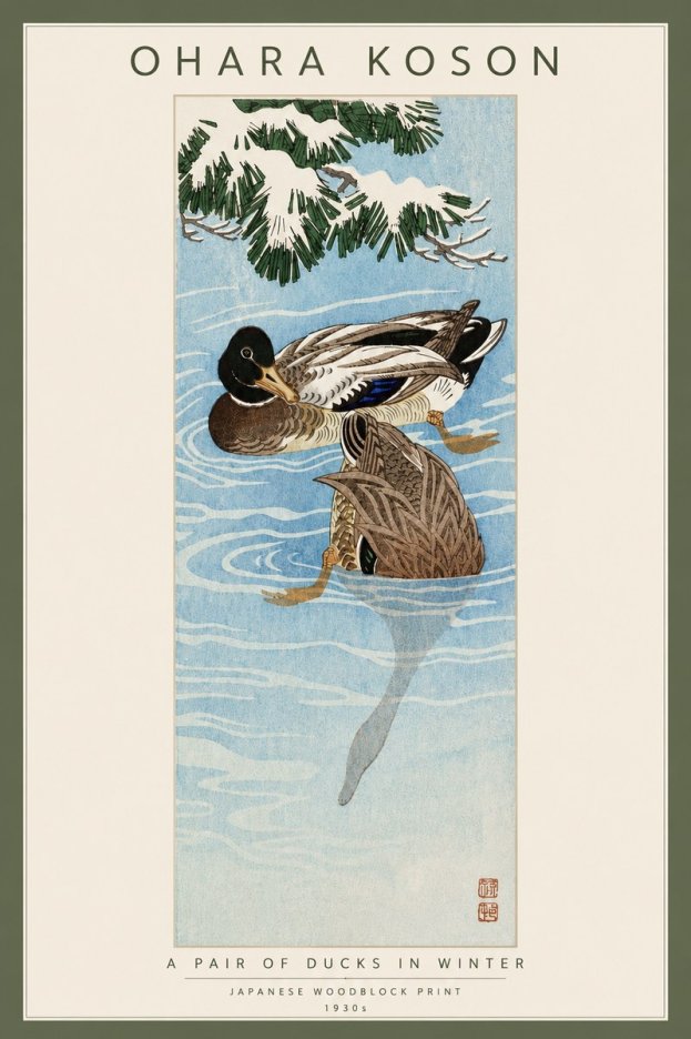 Ohara Koson A Pair of Ducks in Winter No3 - Juliste