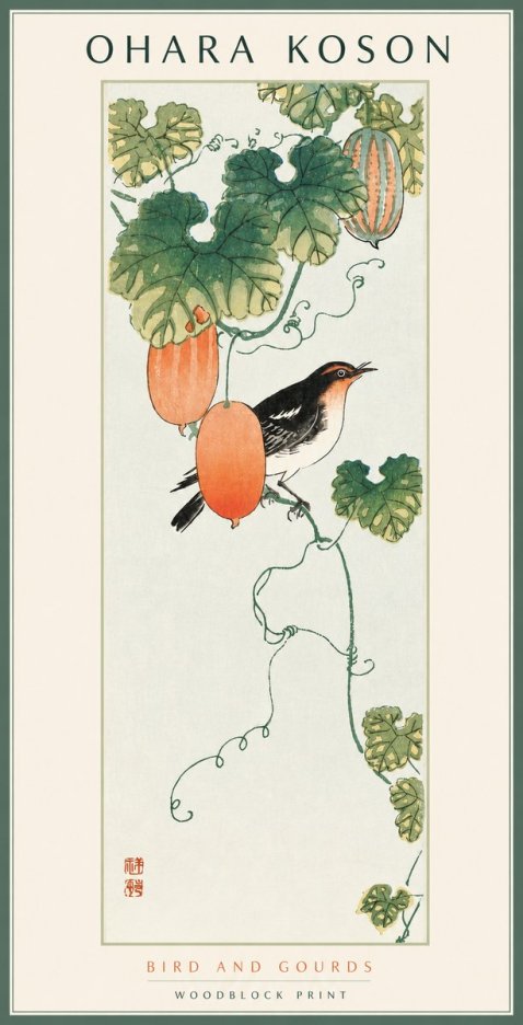 Ohara Koson Bird and Gourds No2 - Juliste