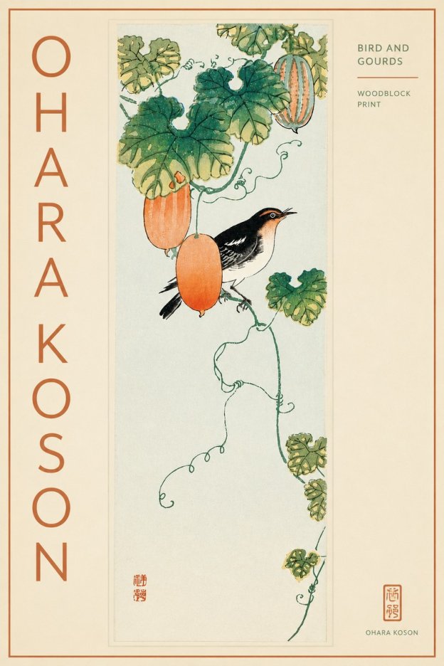 Ohara Koson Bird and Gourds No3 - Juliste