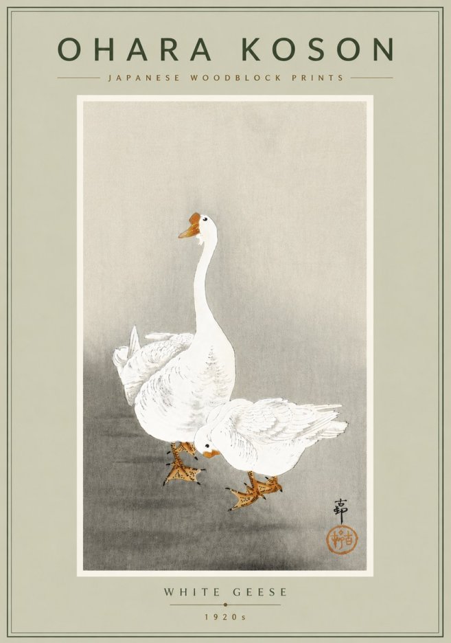 Ohara Koson White Geese No6 - Juliste