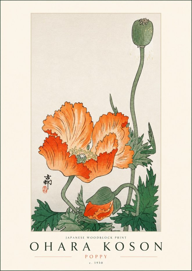Ohara Koson Poppy No3 - Juliste