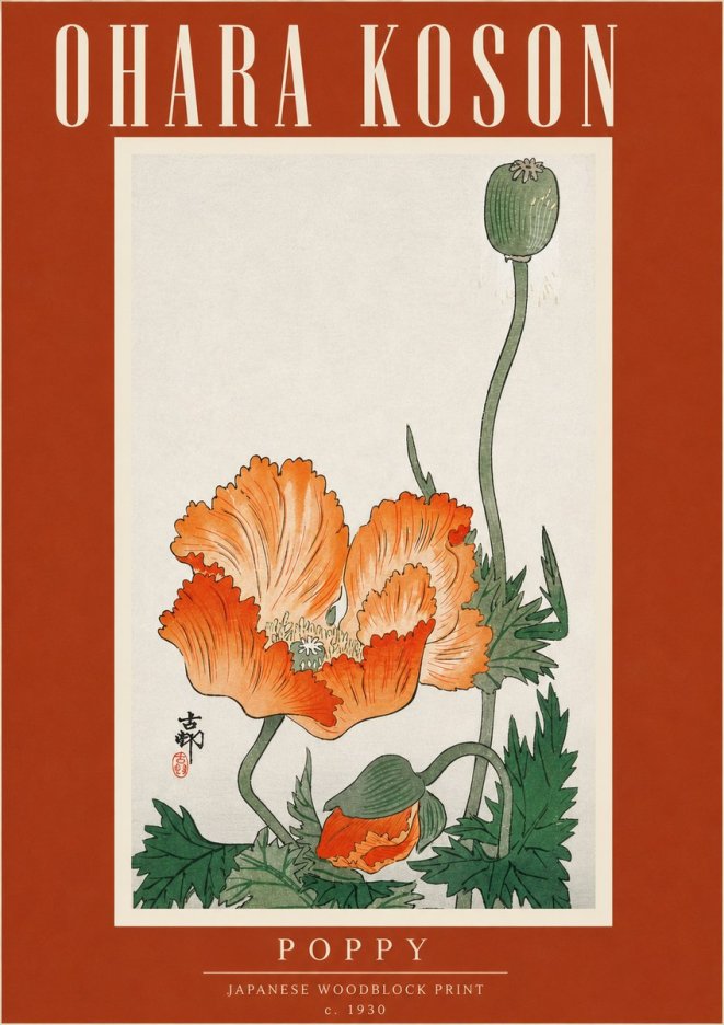 Ohara Koson Poppy No4 - Juliste