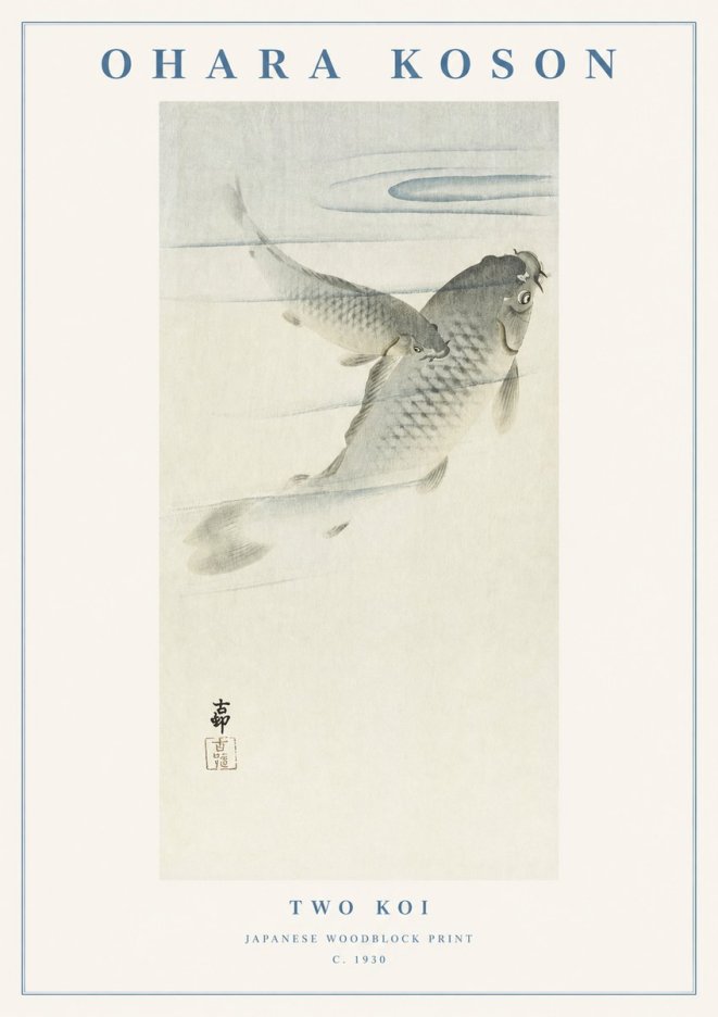 Ohara Koson Two Koi I No1 - Juliste
