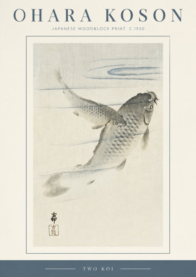 Ohara Koson Two Koi I No3 - Juliste