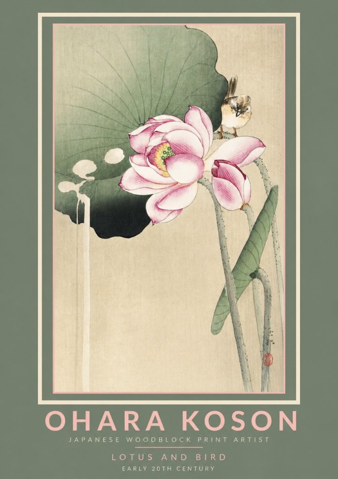 Ohara Koson Lotus and Bird No2 - Juliste