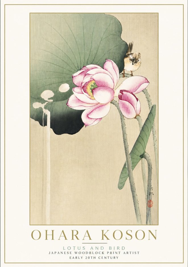 Ohara Koson Lotus and Bird No5 - Juliste