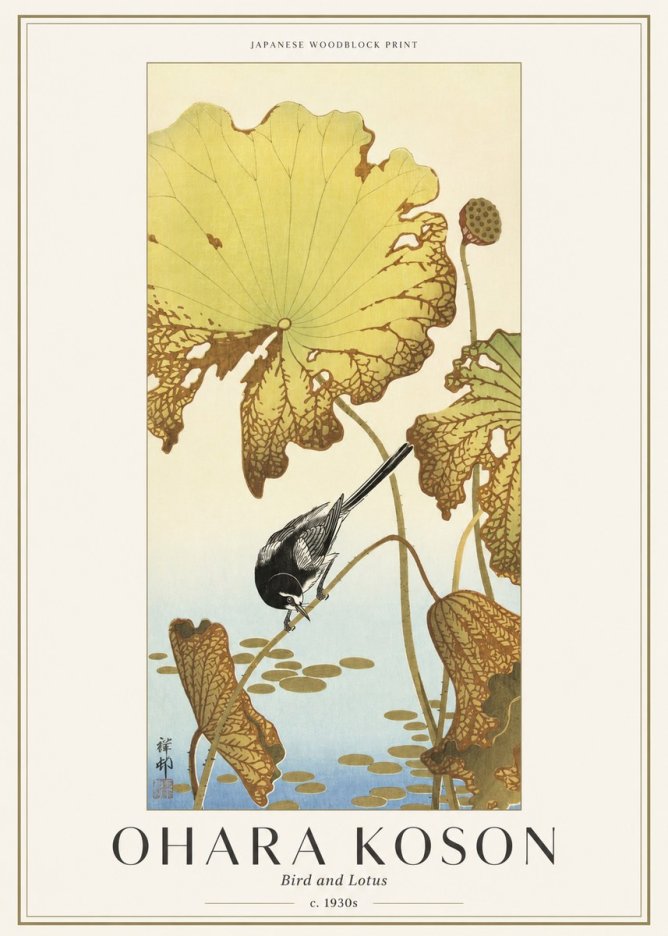 Ohara Koson Bird and Lotus No1 - Juliste