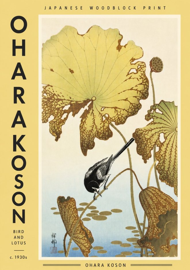 Ohara Koson Bird and Lotus No4 - Juliste