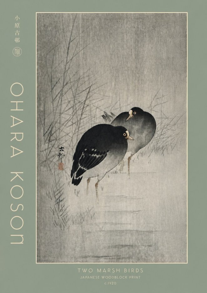 Ohara Koson Two Marsh Birds No4 - Juliste