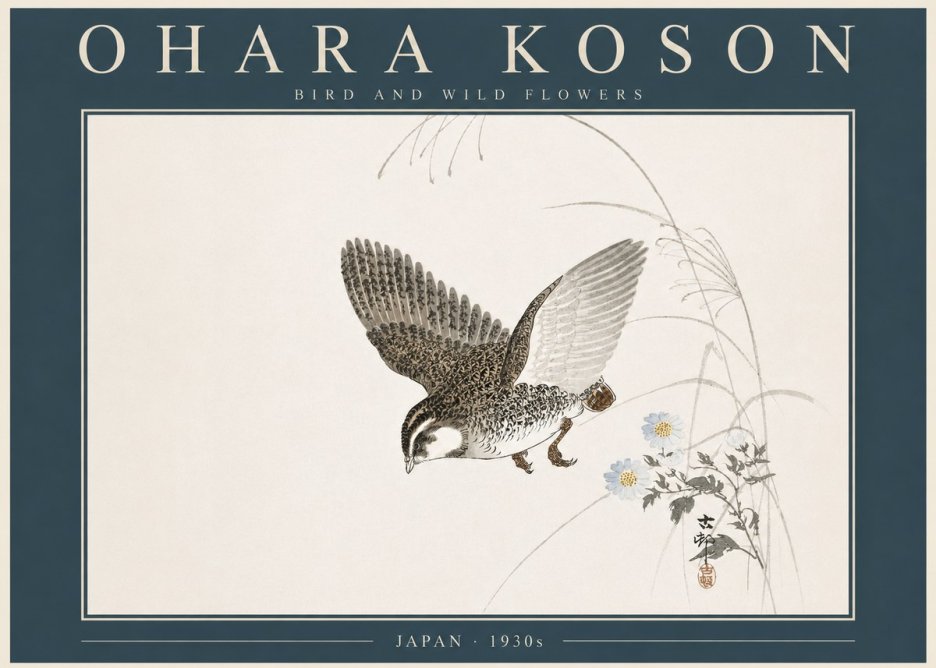 Ohara Koson Bird and Wild Flowers No5 - Juliste