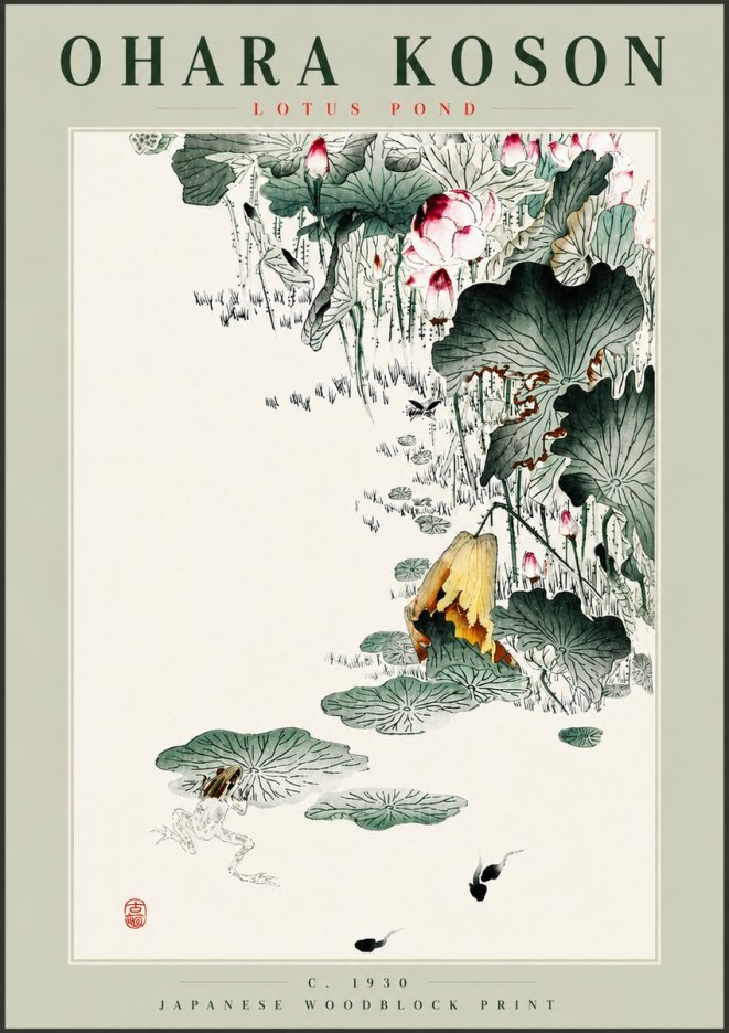 Ohara Koson Lotus Pond No4 - Juliste