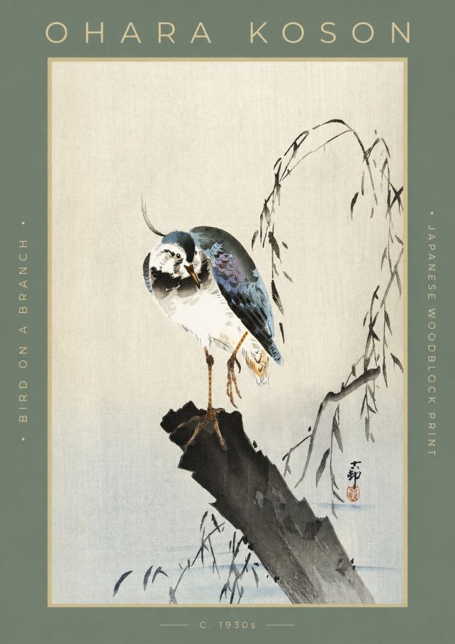 Ohara Koson Bird on a Branch III No2 - Juliste