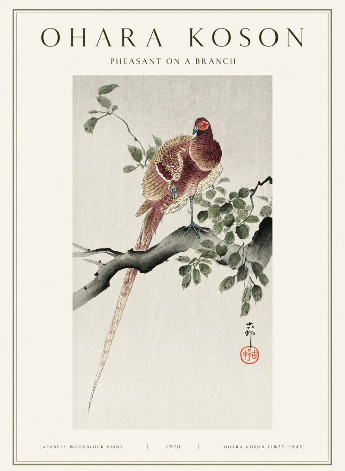 Ohara Koson Pheasant on a Branch No1 - Juliste