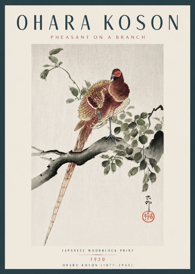 Ohara Koson Pheasant on a Branch No4 - Juliste