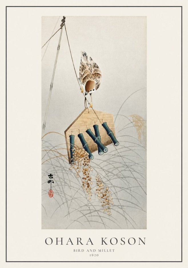 Ohara Koson Bird and Millet No1 - Juliste