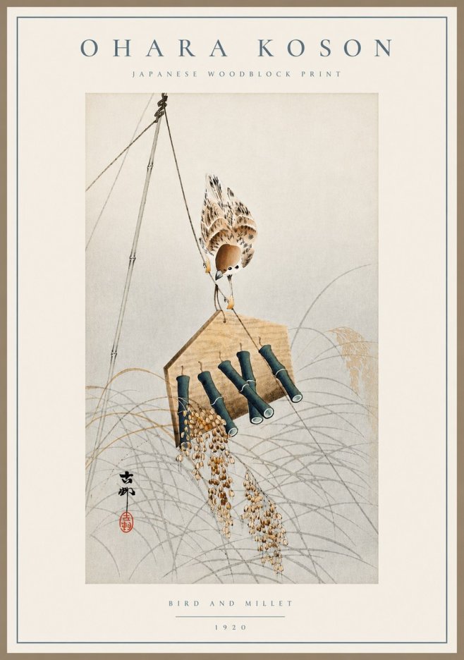 Ohara Koson Bird and Millet No3 - Juliste