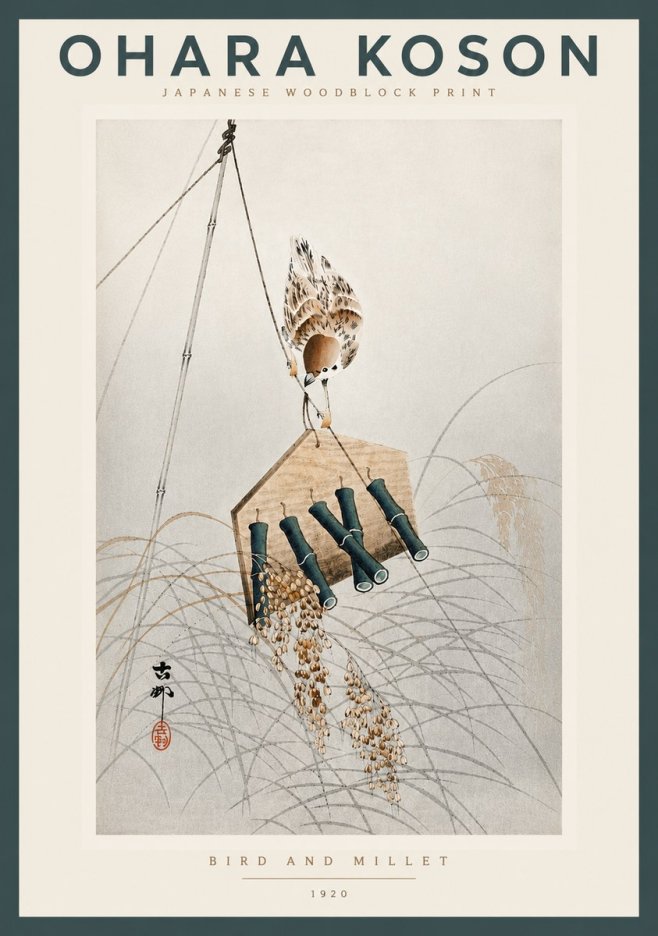 Ohara Koson Bird and Millet No4 - Juliste