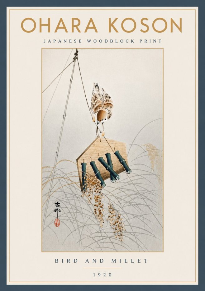 Ohara Koson Bird and Millet No5 - Juliste
